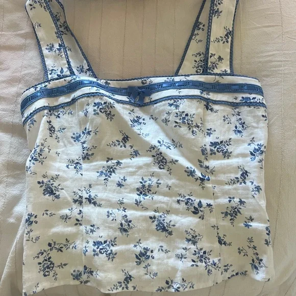 Reformation Eloise Floral Linen Top - Picture 2 of 3